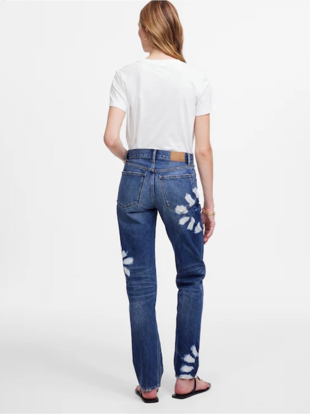 Madewell The Dean Easy Straight Shibori Wash Denim White Flowers Womens 27 NWT - Picture 14 of 14